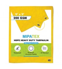 Mipatex Tarpaulin / Tirpal 9 Feet x 9 Feet 200 GSM (Yellow)